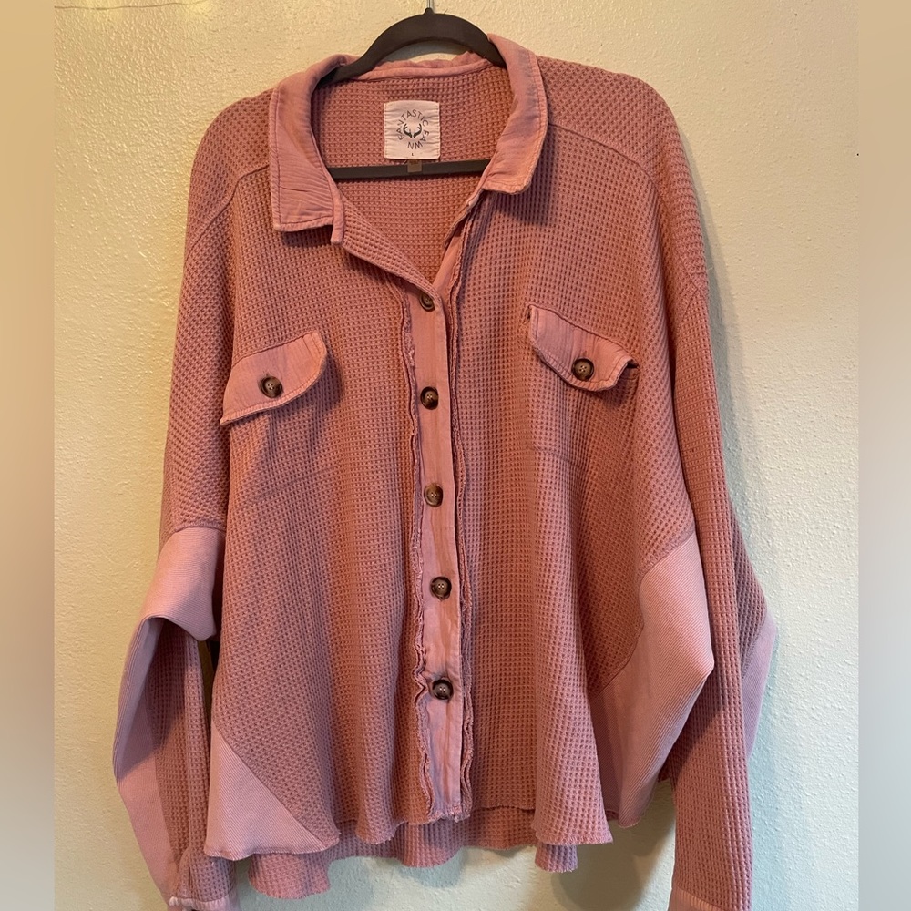 Oversized button up sweater top